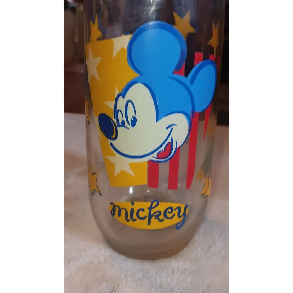 Vintage Collectible~*Disney Mickey Mouse With Stars Drink Glass 5 7/8